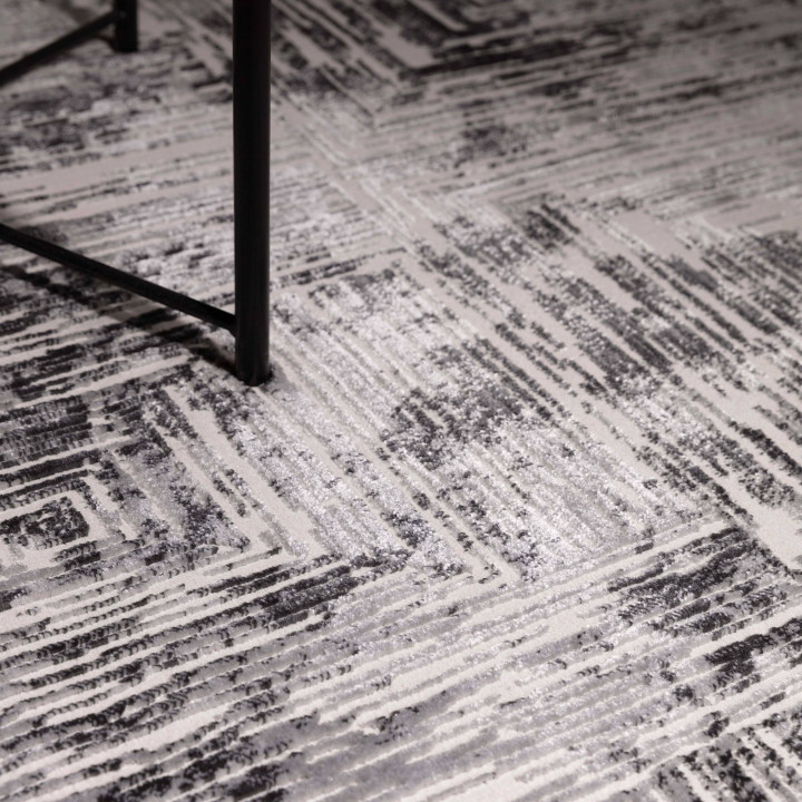 Tappeto Kuza geometrico grigio e argento 200x290