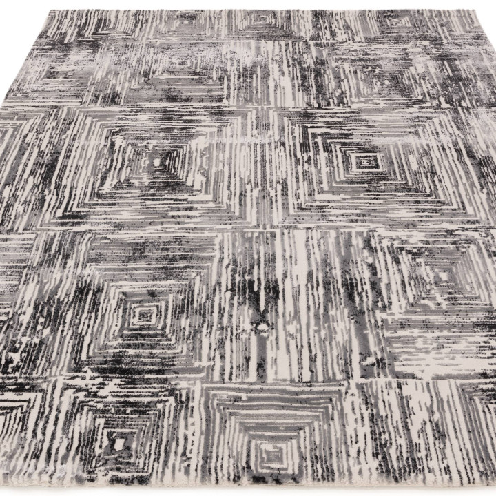 Tappeto Kuza geometrico grigio e argento 200x290