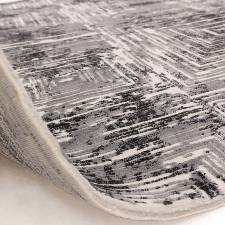 Rug Kuza geometric grey silver black 200x290 cm