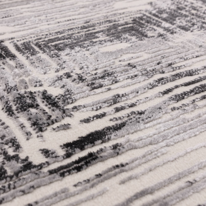 Rug Kuza geometric grey silver black 200x290 cm