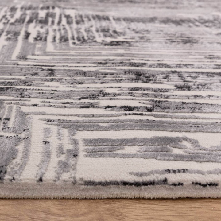 Tappeto Kuza geometrico grigio e argento 240x340