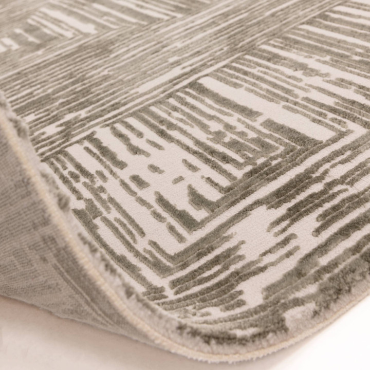 Tappeto Kuza geometrico verde oliva e beige 160x