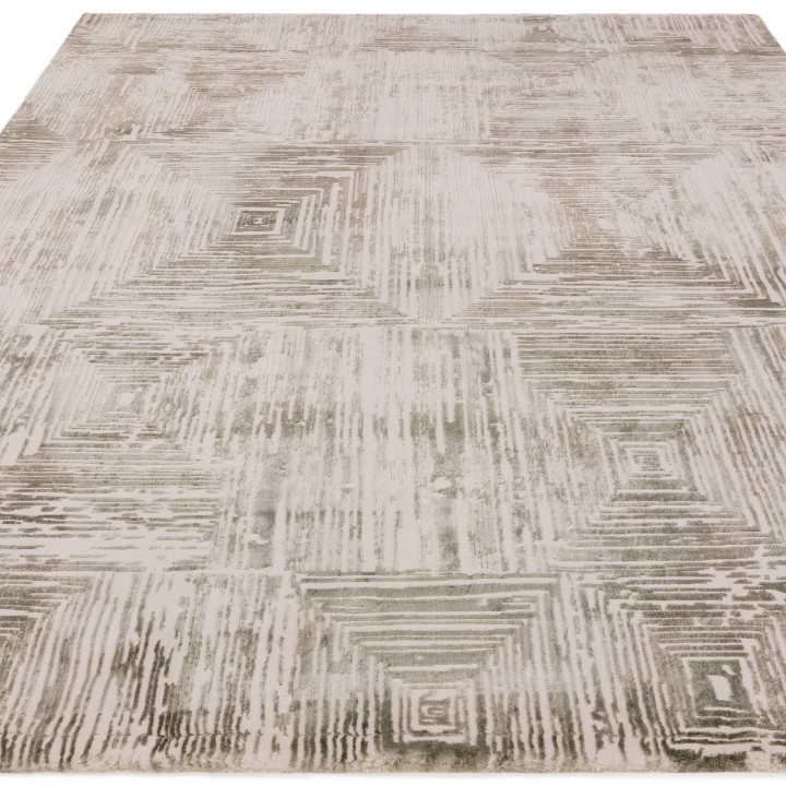 Rug Kuza geometric olive green beige 240x340 cm