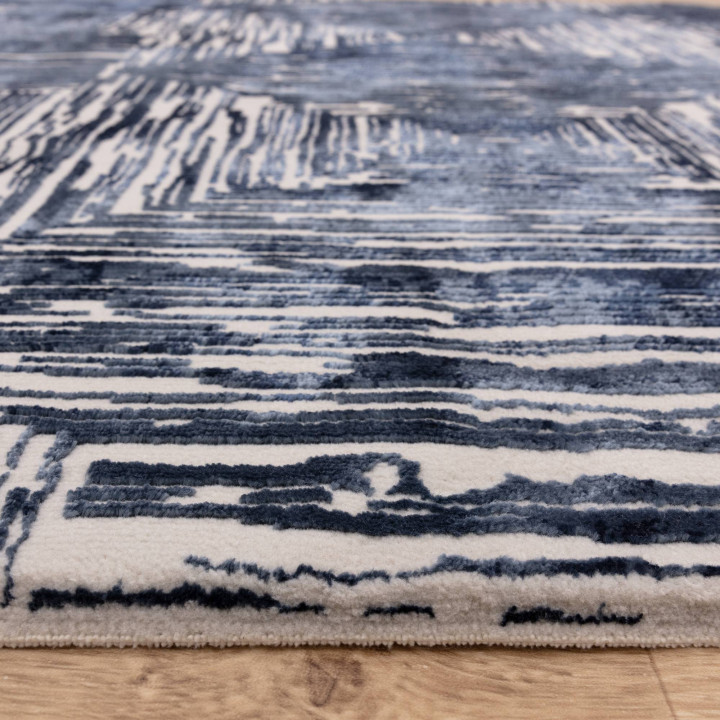 Tappeto Kuza geometrico blu e beige 200x290 cm