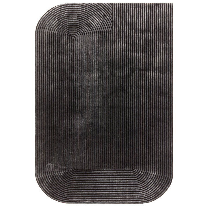 Tappeto Kuza geometrico grigio scuro e antracite