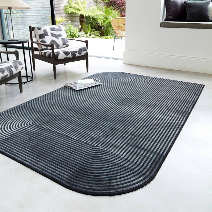 Tappeto Kuza geometrico grigio scuro e antracite