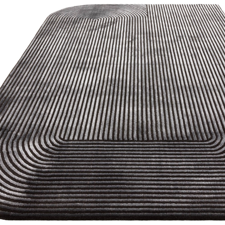 Tappeto Kuza geometrico grigio scuro e antracite