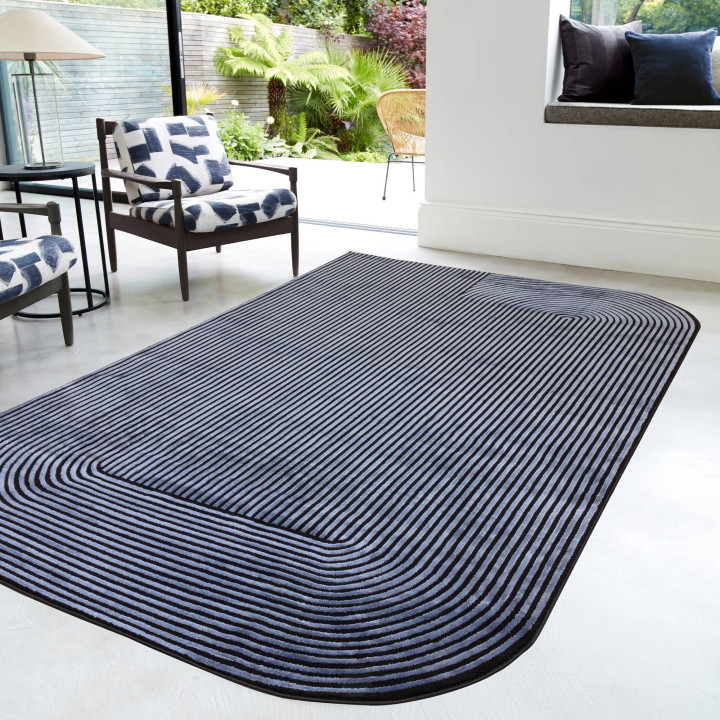 Rug Kuza geometric light blue dark blue 80x150 c