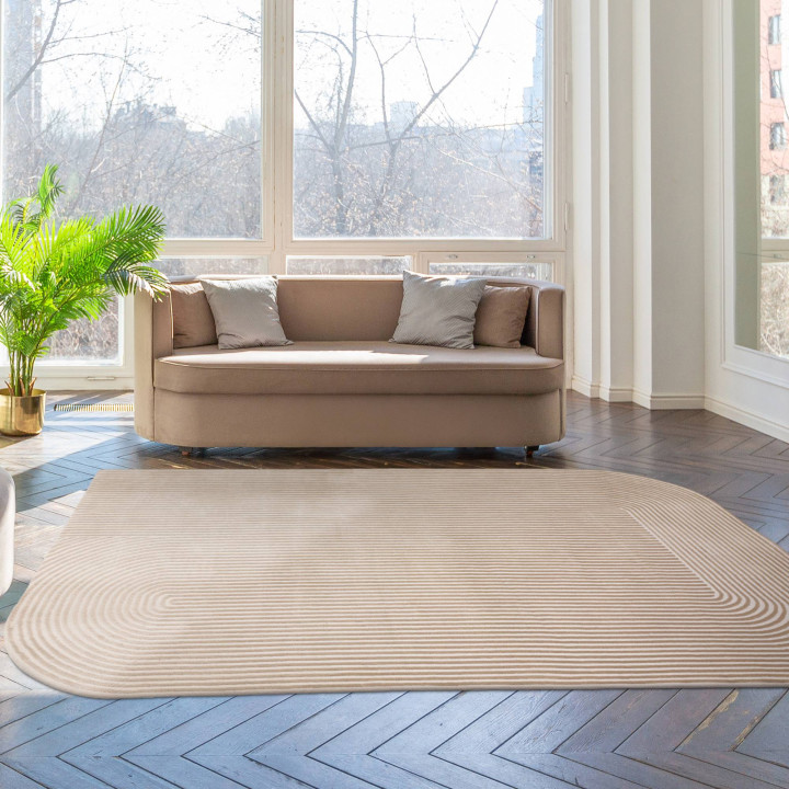 Tappeto Kuza geometrico beige e tortora 80x150 c