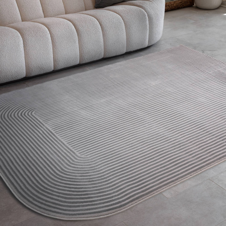 Tappeto Kuza geometrico grigio chiaro e grigio 1