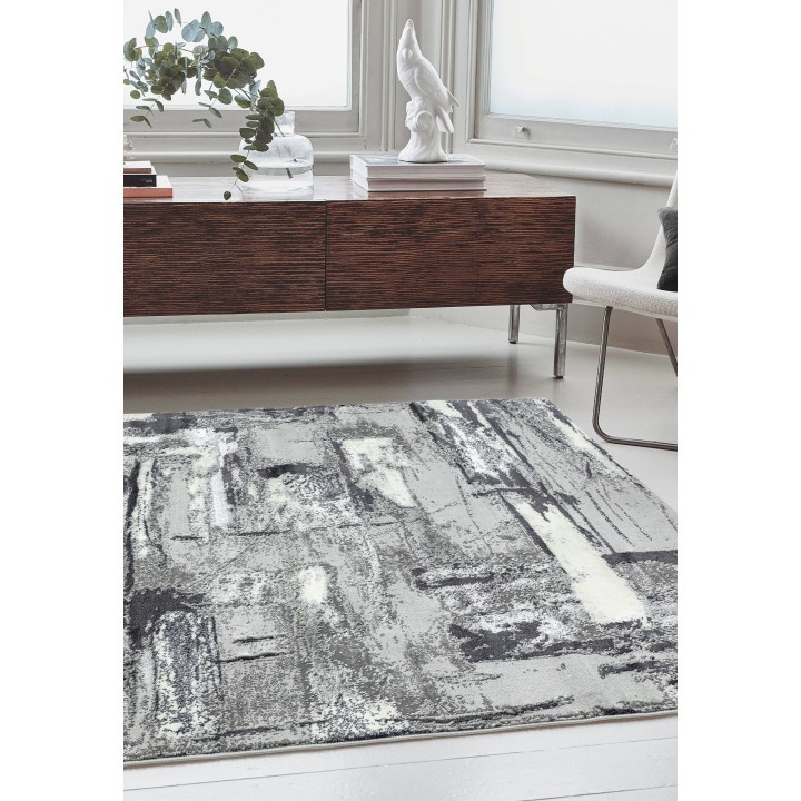 Rug Orion abstract grey silver white 80x150 cm