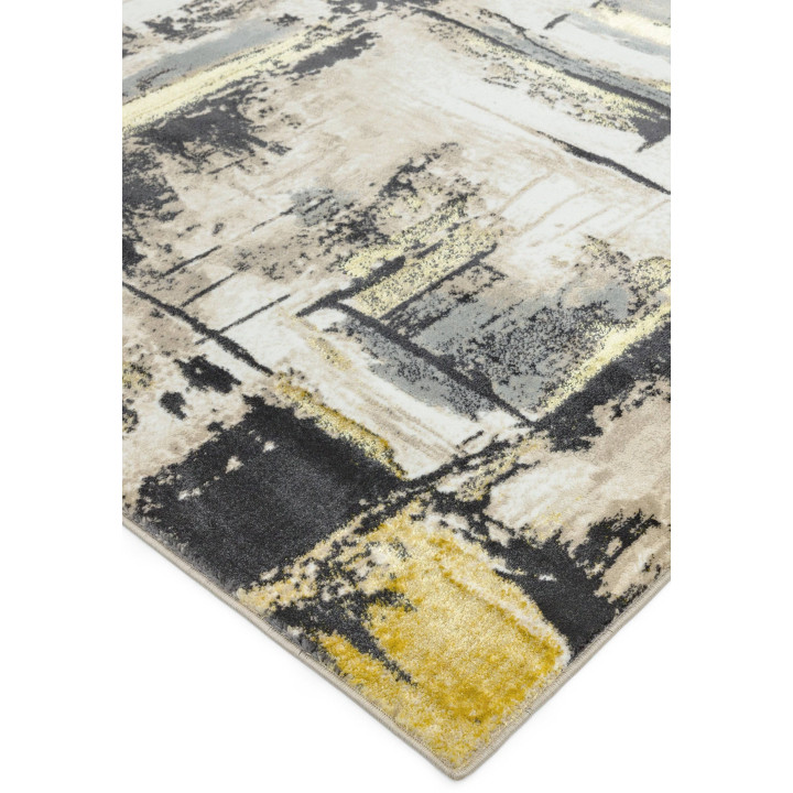 Rug Orion abstract yellow grey black beige 80x15