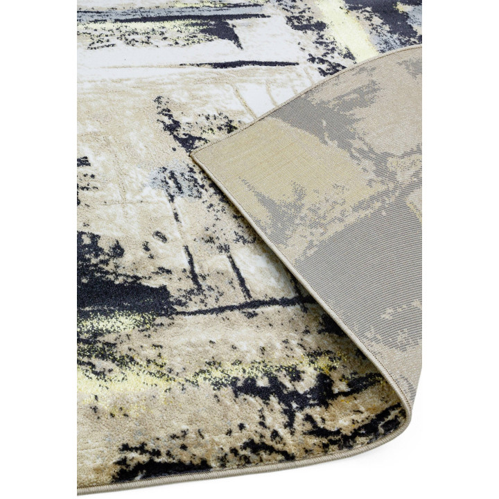 Rug Orion abstract grey black beige golden yello