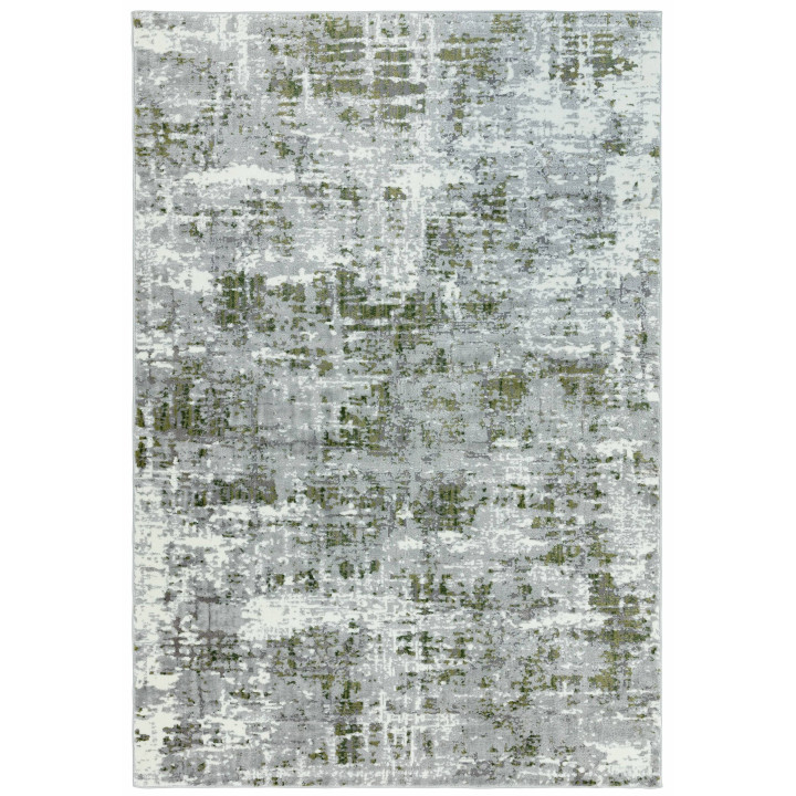 Rug Orion abstract olive green grey white 80x150