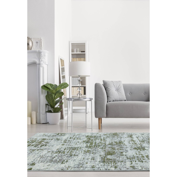 Rug Orion abstract olive green grey white 80x150