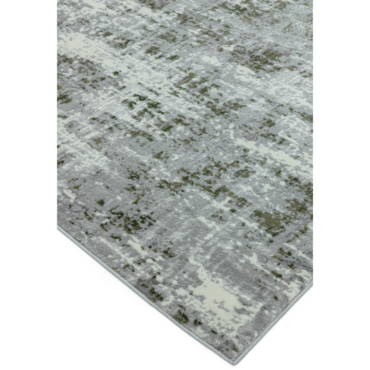 Rug Orion abstract olive green grey white 80x150