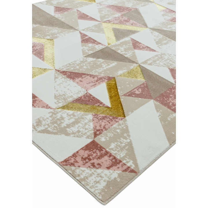 Rug Orion geometric pink gold beige white taupe