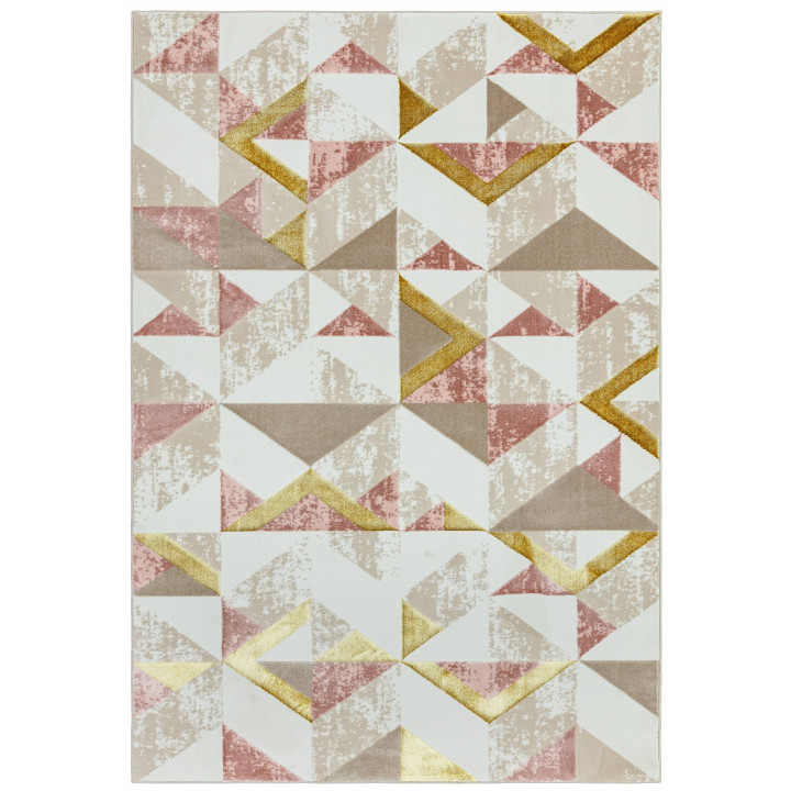 Rug Orion geometric pink beige gold light brown