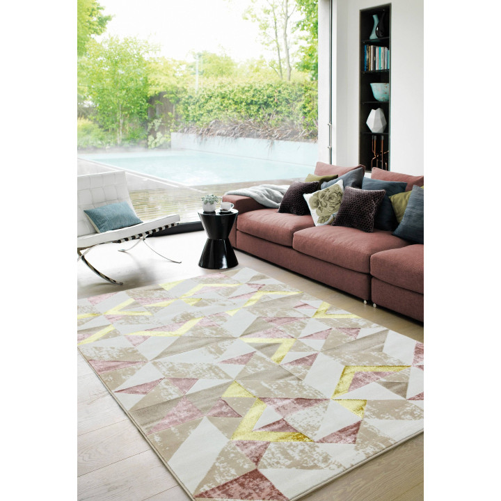 Tappeto Orion geometrico rosa e beige 200x290 cm