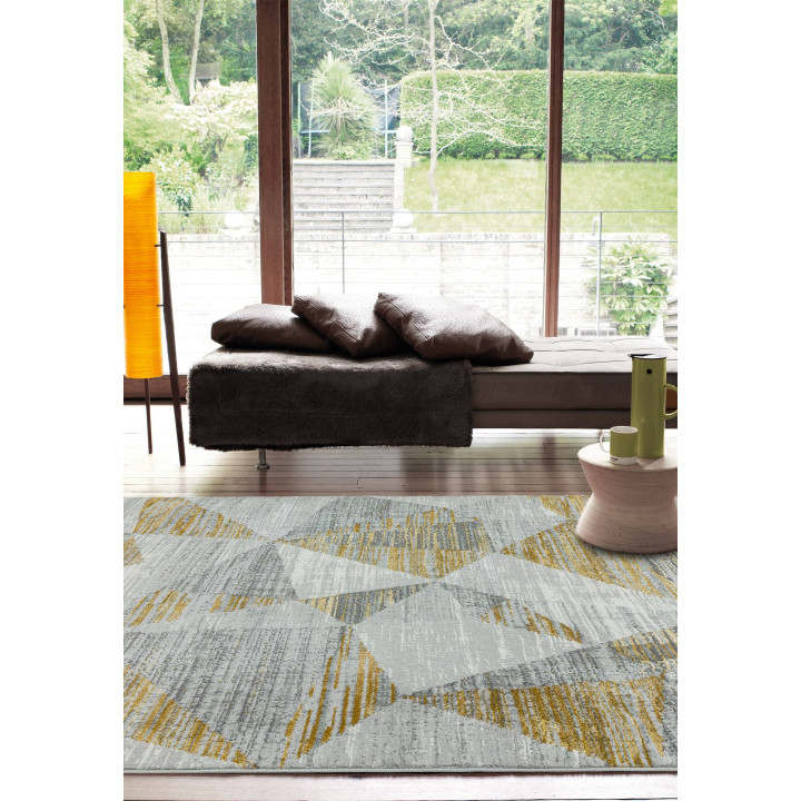 Rug Orion geometric grey gold white 200x290 cm