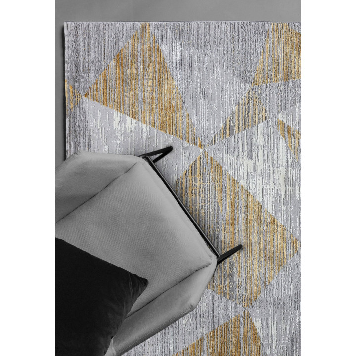 Tappeto Orion geometrico grigio e oro 200x290 cm