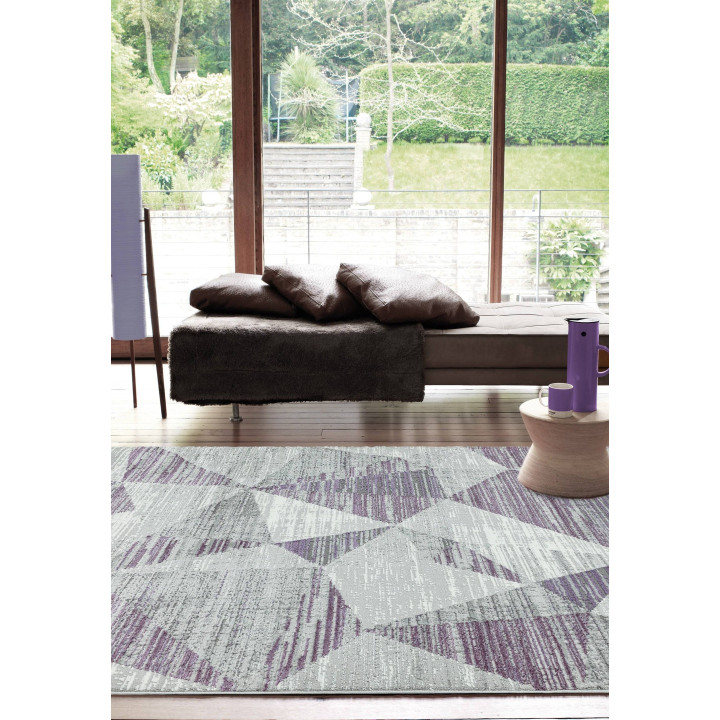 Tappeto Orion geometrico viola e grigio 120x170