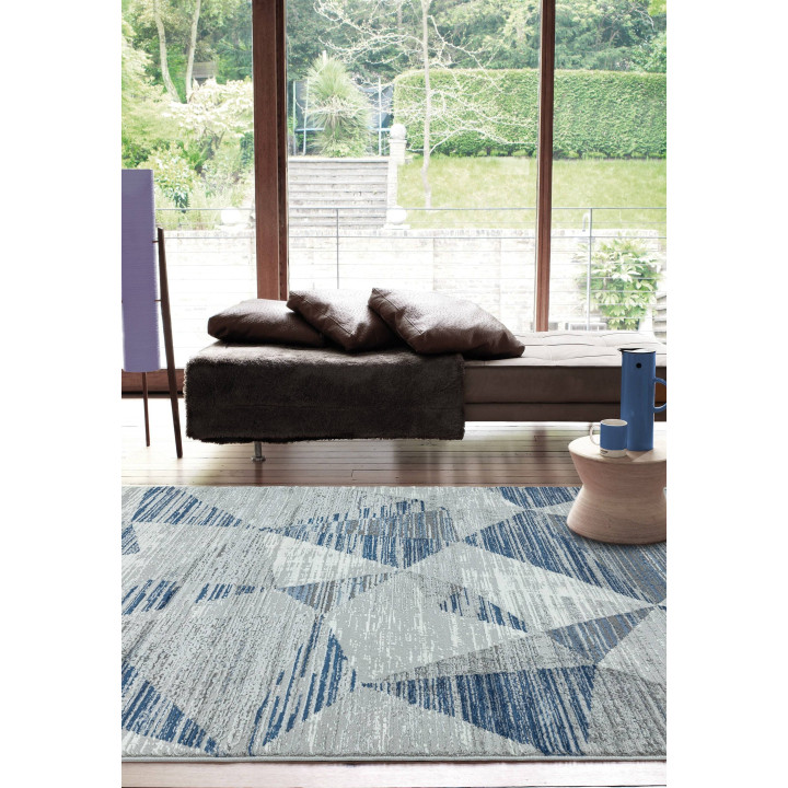 Tappeto Orion geometrico blu e grigio 120x170 cm