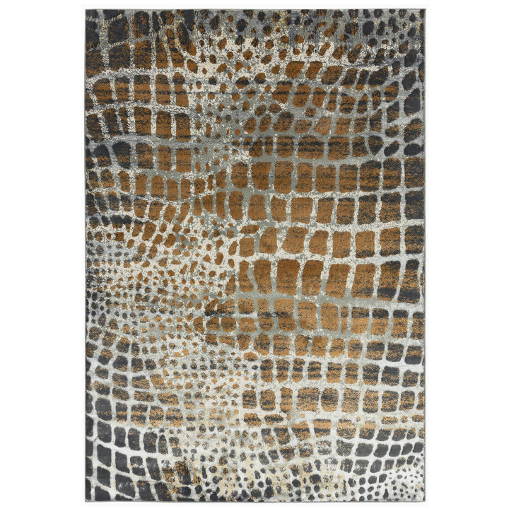 Tappeto Quantum astratto marrone e grigio scuro