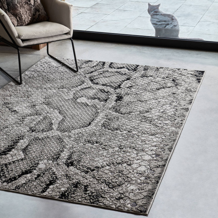 Rug Quantum figurative grey beige black 80x150 c