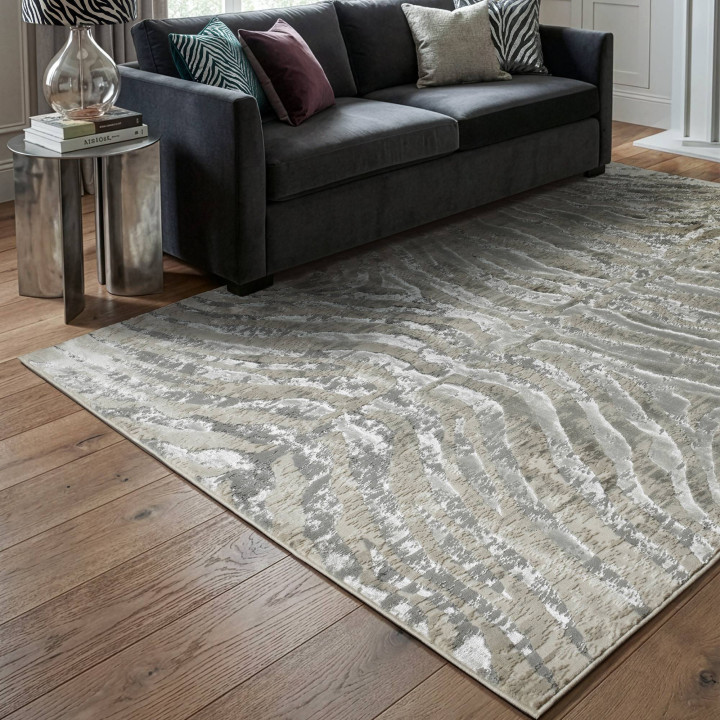 Tappeto Quantum geometrico grigio e beige 160x23