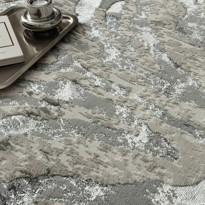 Rug Quantum geometric grey beige silver 160x230