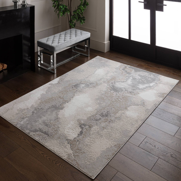 Tappeto Stellar astratto beige e grigio chiaro 1