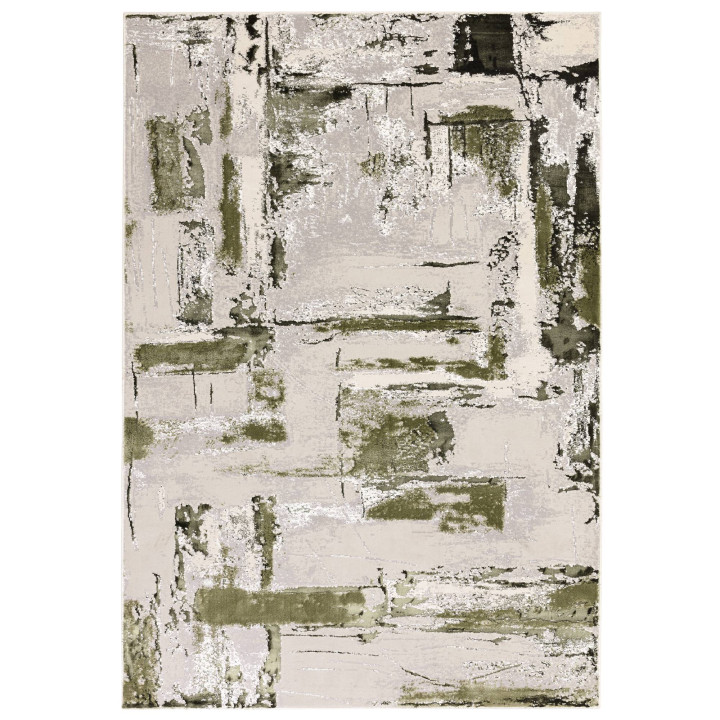 Rug Stellar abstract olive green beige grey blac