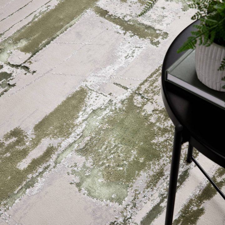 Tappeto Stellar astratto verde oliva e grigio 16