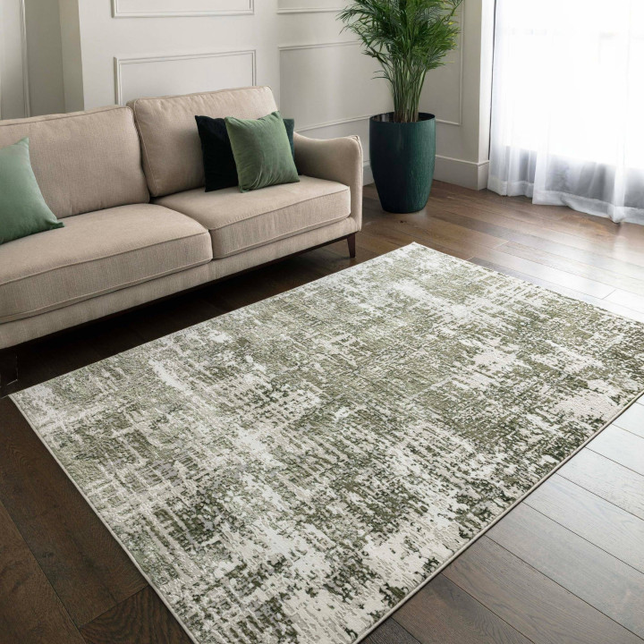 Rug Stellar abstract olive green grey beige 120x