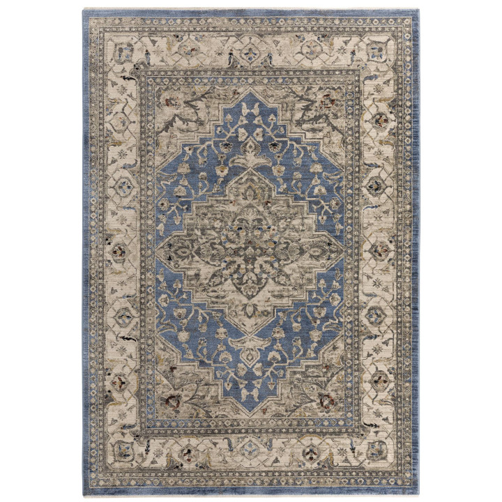 Tappeto Sovereign medaglione floreale blu e beig