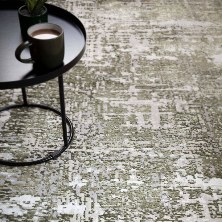 Tappeto Stellar astratto verde oliva e beige 160