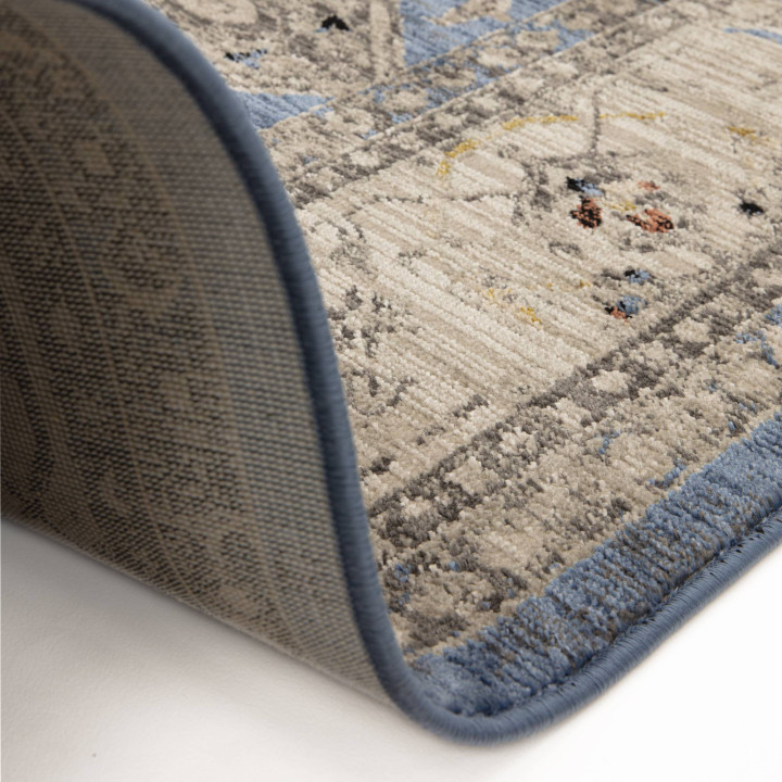 Tappeto Sovereign medaglione floreale blu e beig