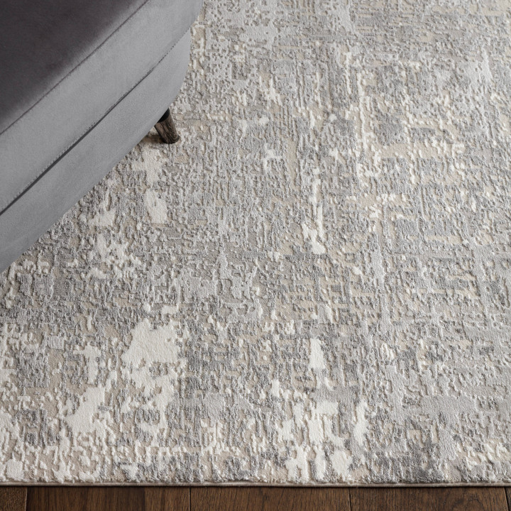 Tappeto Stellar astratto grigio e argento 120x17