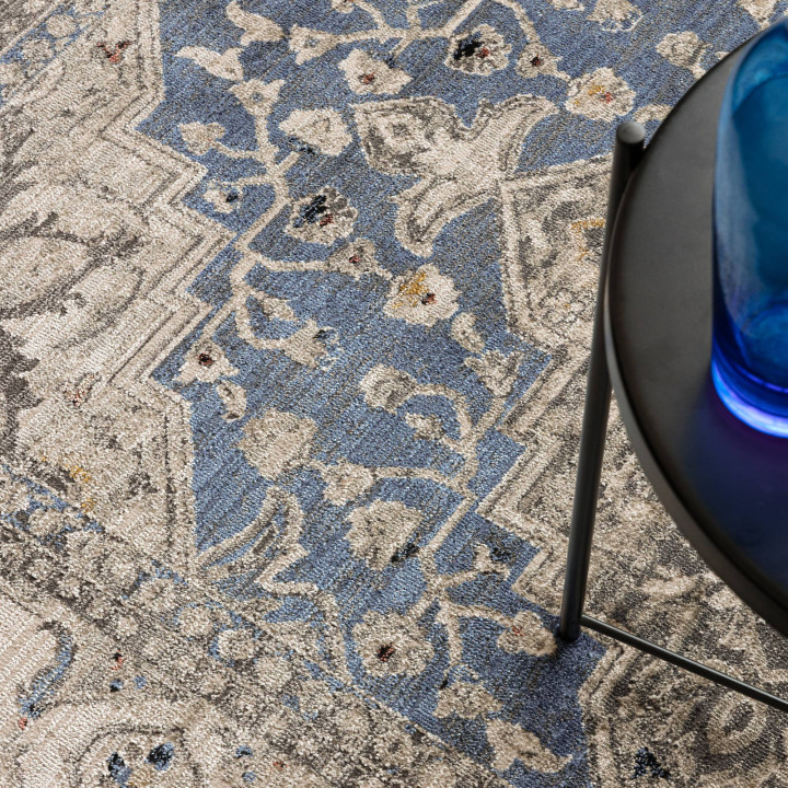 Rug Sovereign floral with medallion blue beige g