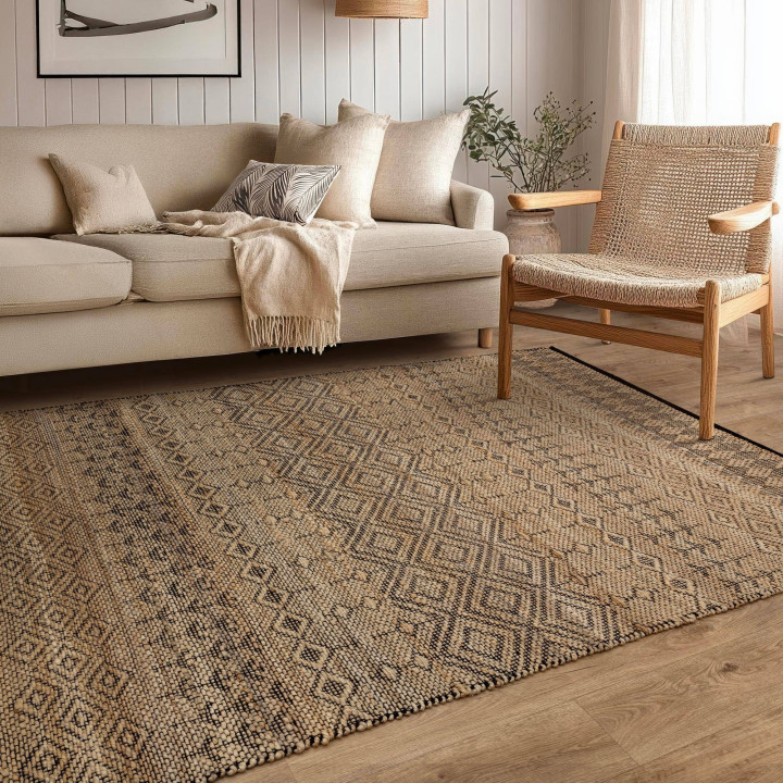 Tappeto Asher geometrico beige e nero 160x230 cm