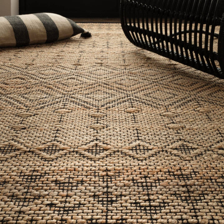 Rug Asher geometric beige black 160x230 cm