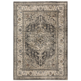 Tappeto Sovereign medaglione floreale grigio e b