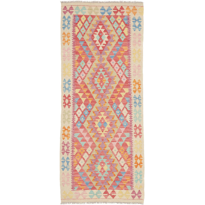 Tappeto Kilim Afghanistan 78x191 Crema Rosa Ros