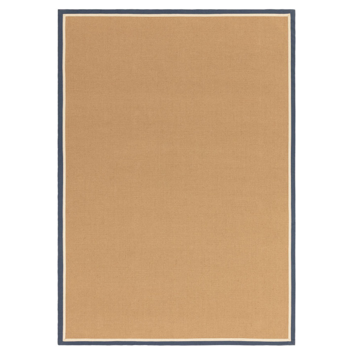 Tappeto Bordo tinta unita beige e blu 160x230 cm