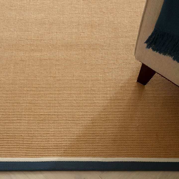 Tappeto Bordo geometrico beige e blu 200x290 cm