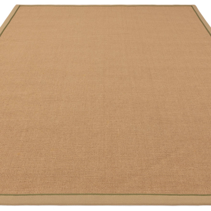 Tappeto Bordo geometrico beige e verde oliva cor