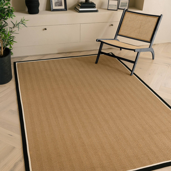 Tappeto Bordo geometrico beige e nero corsia 40x