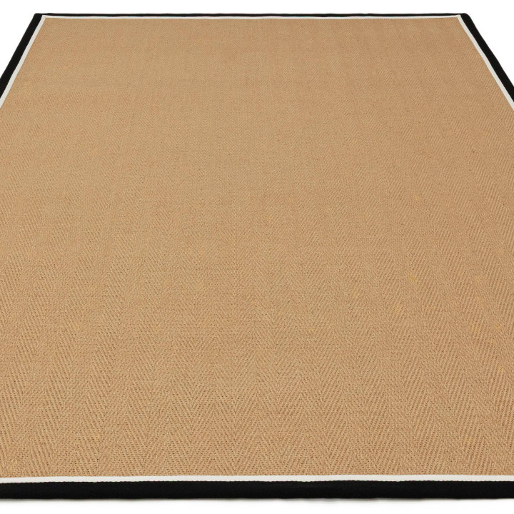 Tappeto Bordo geometrico beige e nero corsia 67x