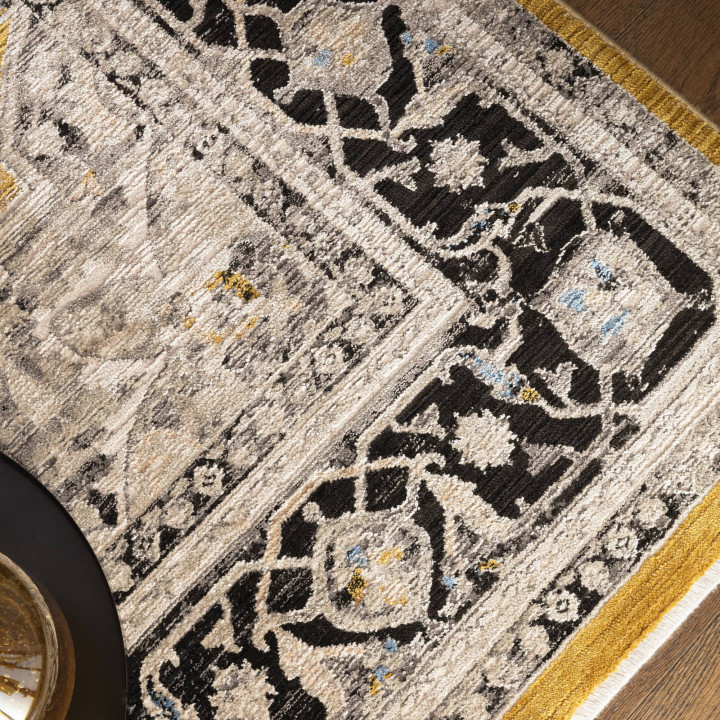 Tappeto Sovereign medaglione floreale giallo oro